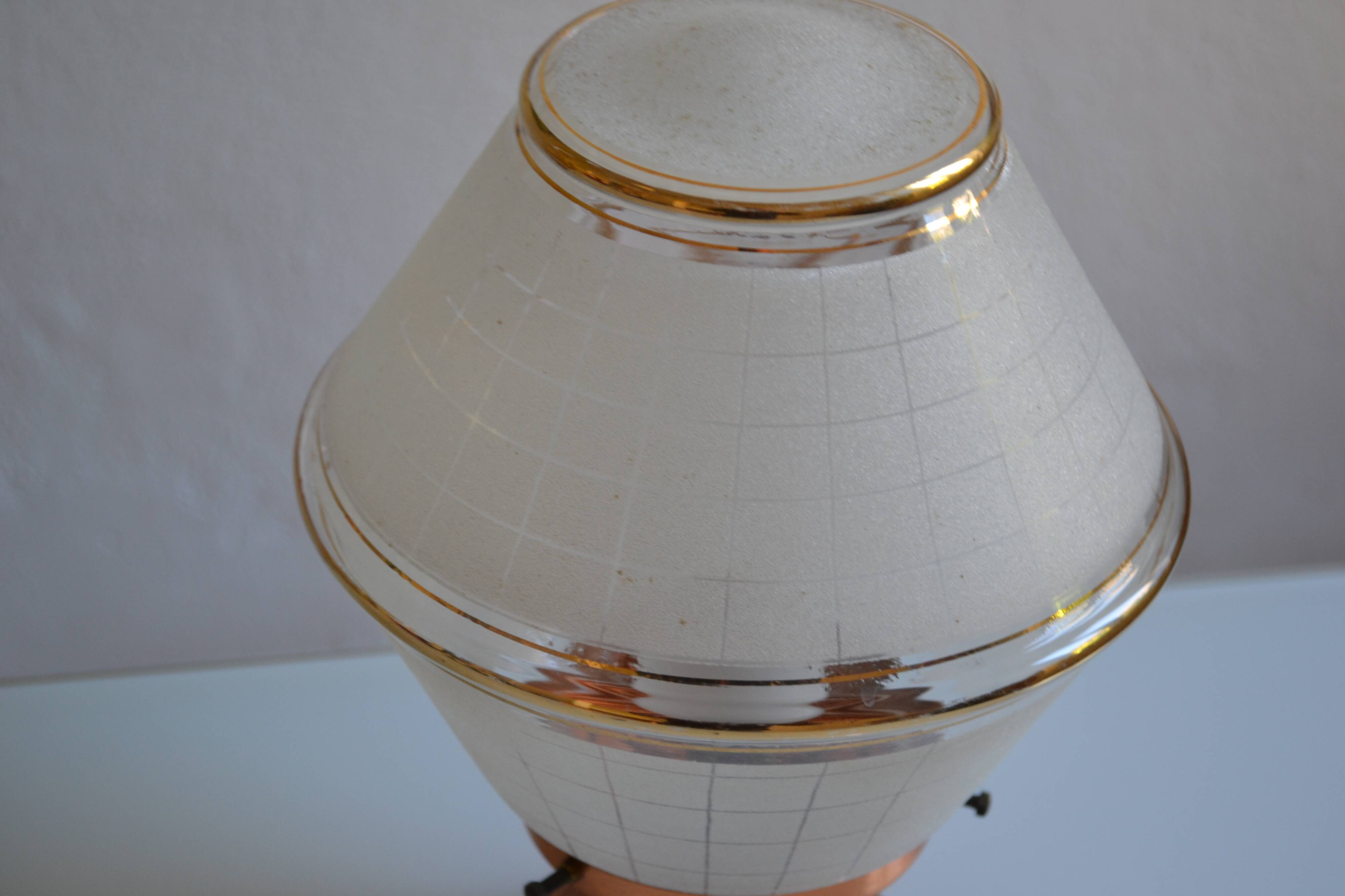 Art Deco table lamp with granite glass globe