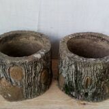 Pair of old rock garden planters in concrete