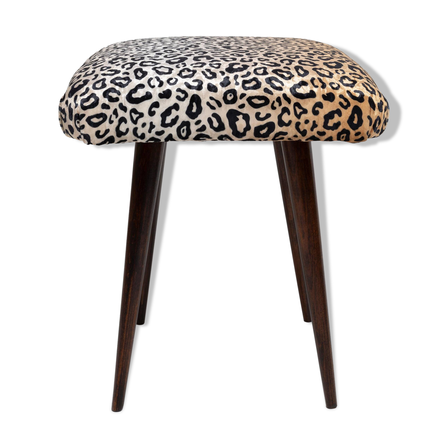Vintage leopard velvet stool from the 20th century, Europe, 1960s