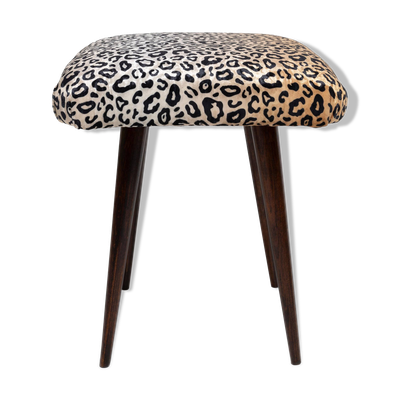 Tabouret vintage velours léopard du 20ème siècle, Europe, années 1960