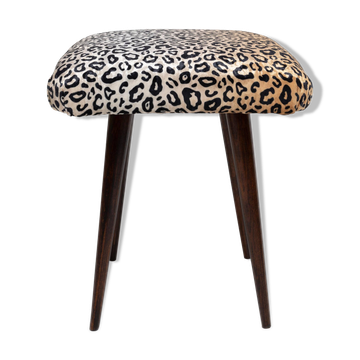 Vintage leopard velvet stool from the 20th century, Europe, 1960s