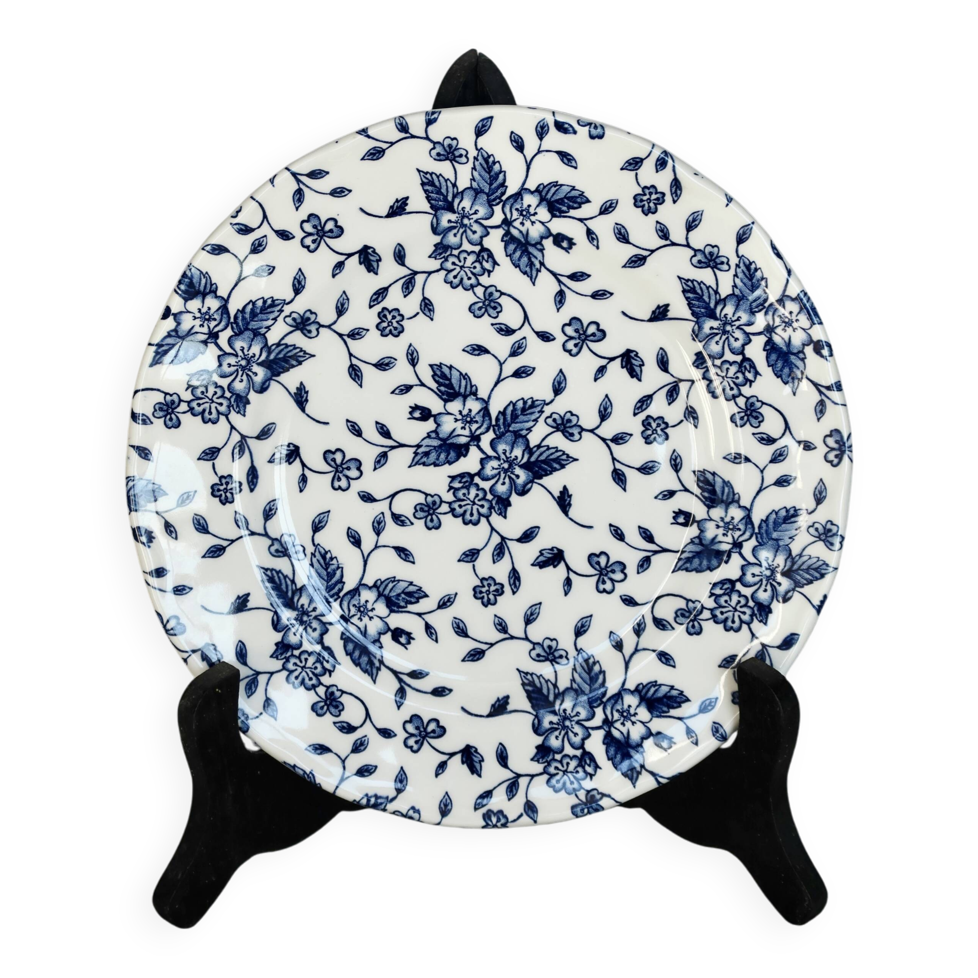 3 assiettes à dessert vintage anglaises Royal Tudor modèle bouquet bleu