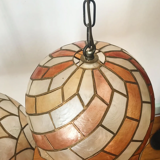 Beige and orange mother-of-pearl pendant light