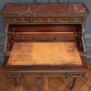 Mahogany cylinder desk nineteenth style Louis XVI red marble