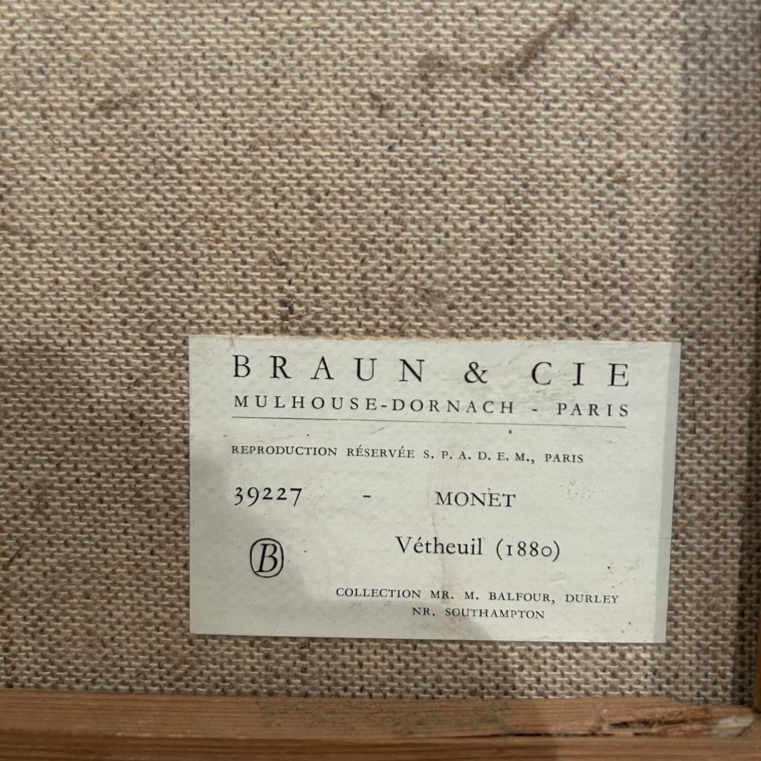Reproduction Braun & Cie after Monet, Vétheuil (1880)