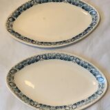 5 plats en faïence bleue ancienne Longchamp 1930 modèle Marcel