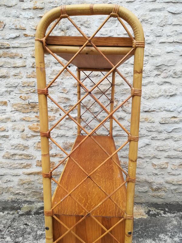 Bibliothèque de Louis Sognot en bambou et rotin