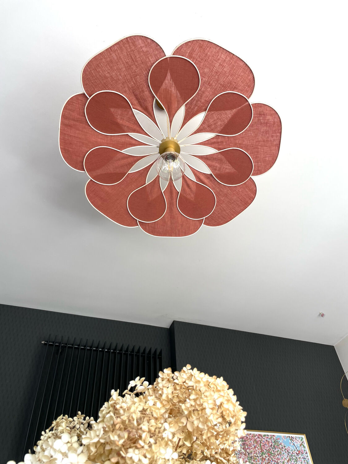 Linen and rattan pendant light