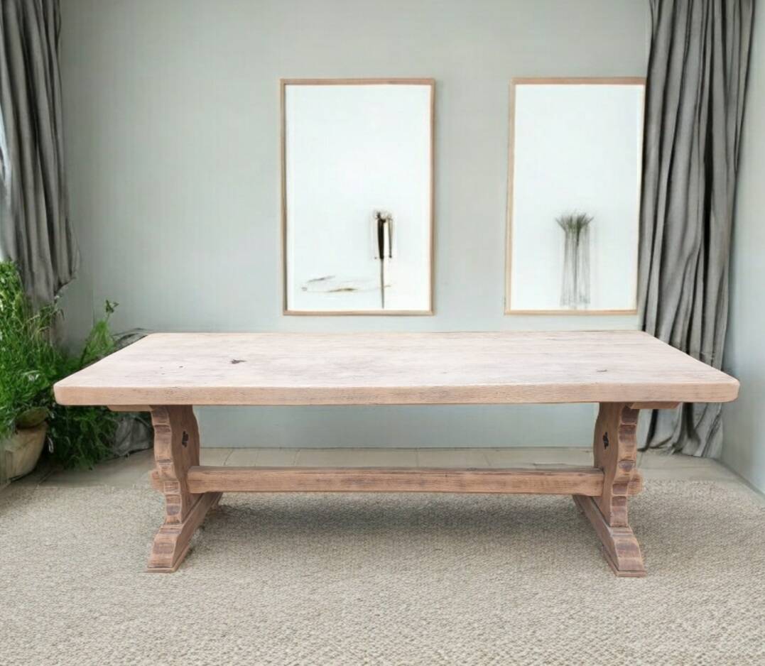 Solid wood farmhouse table, 220 cm long