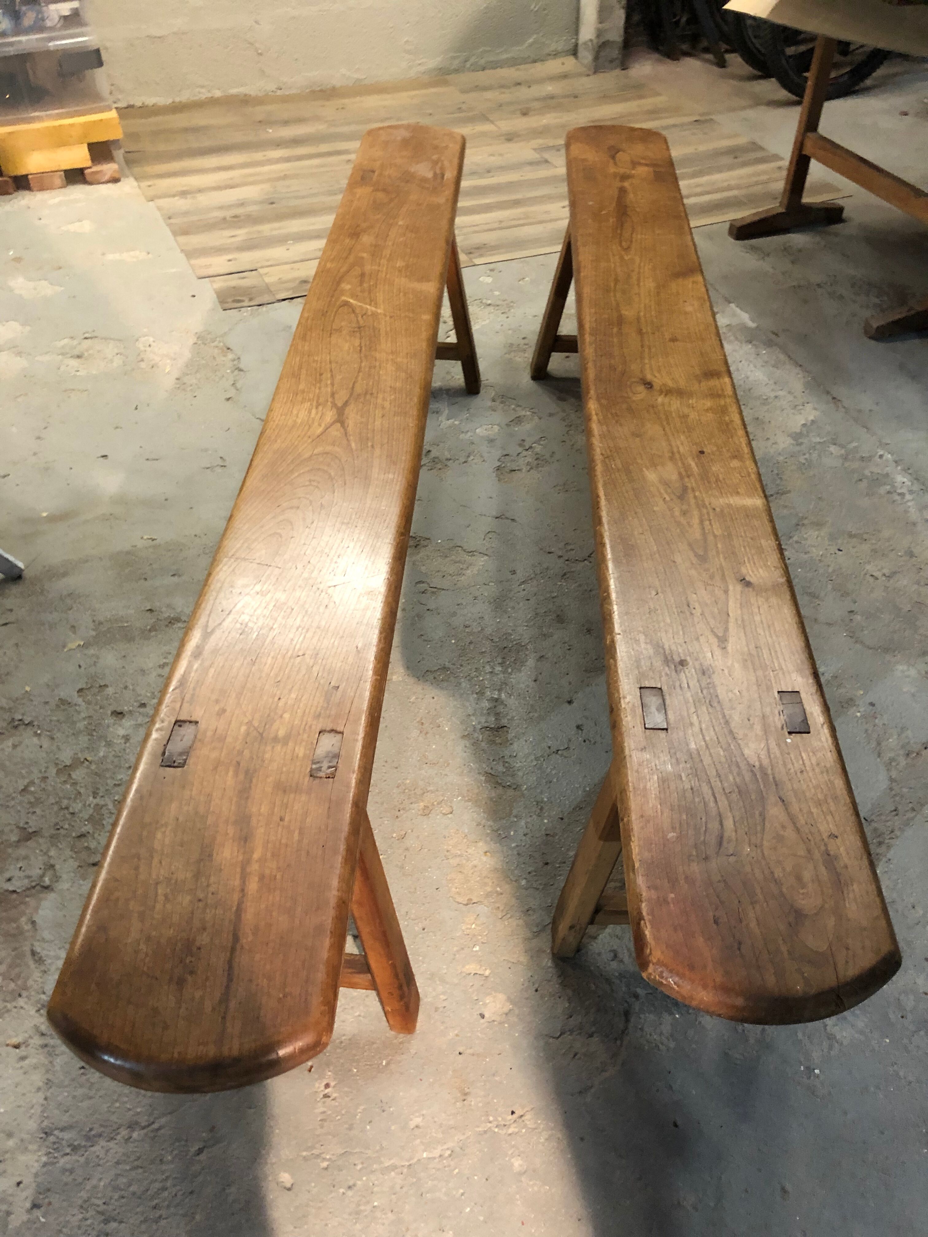 Old solid oak farm bench