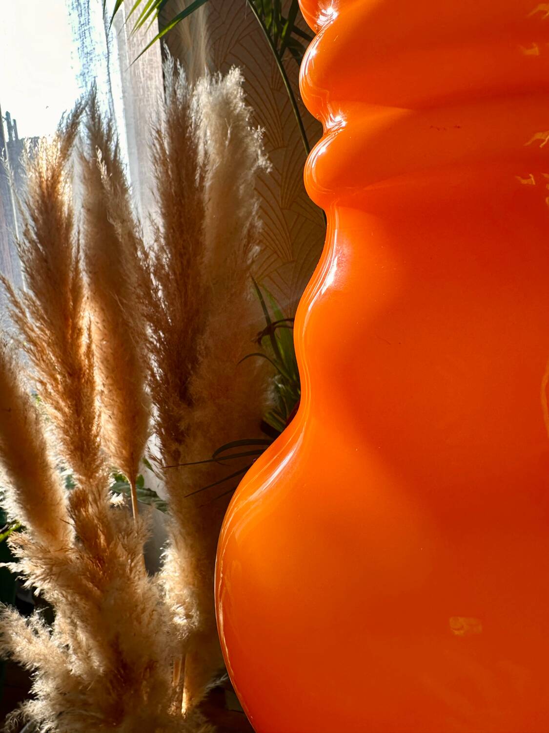 Vintage seventies orange opaline pendant light