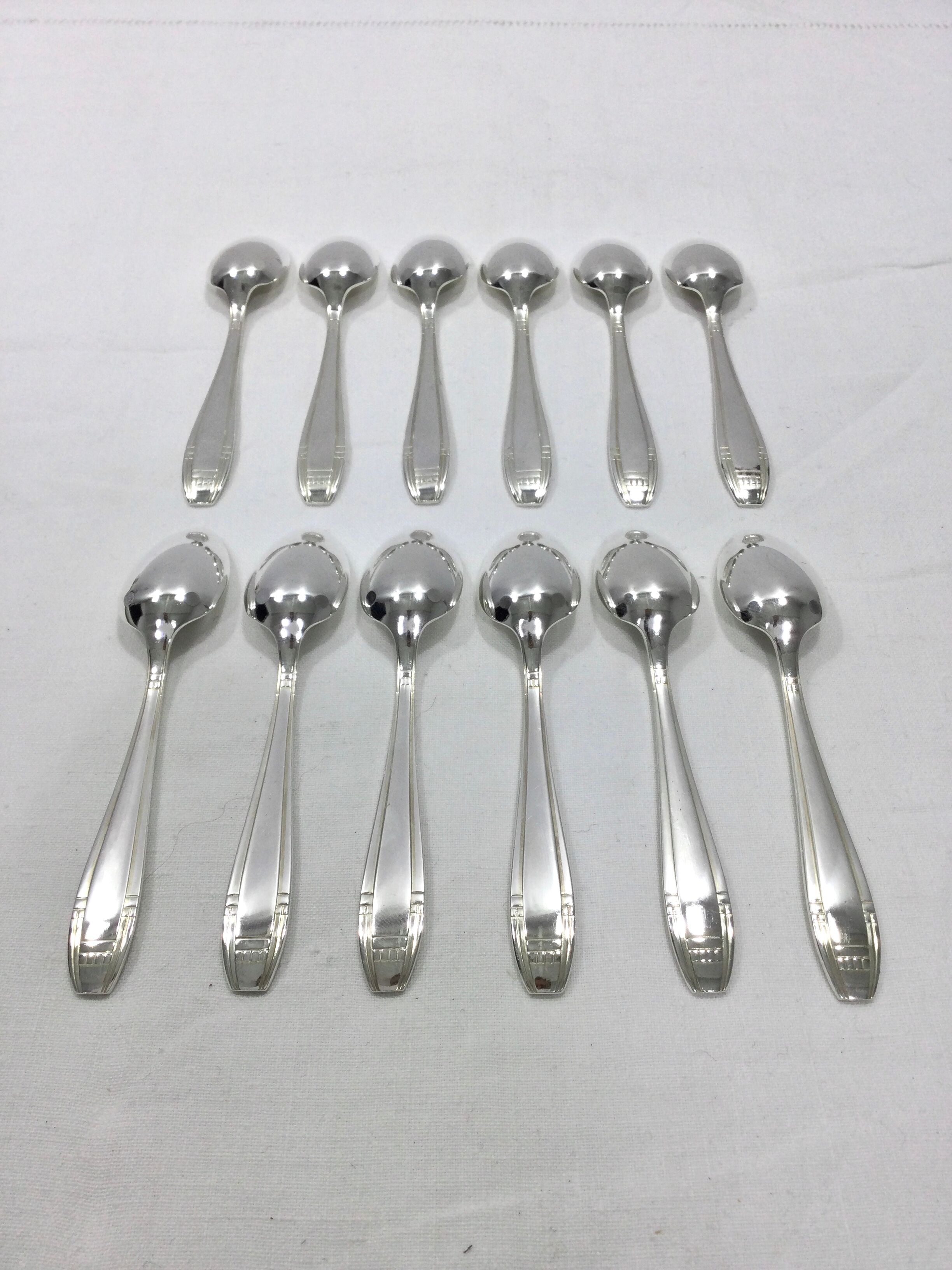 12 art deco mocha spoons made of silver metal
