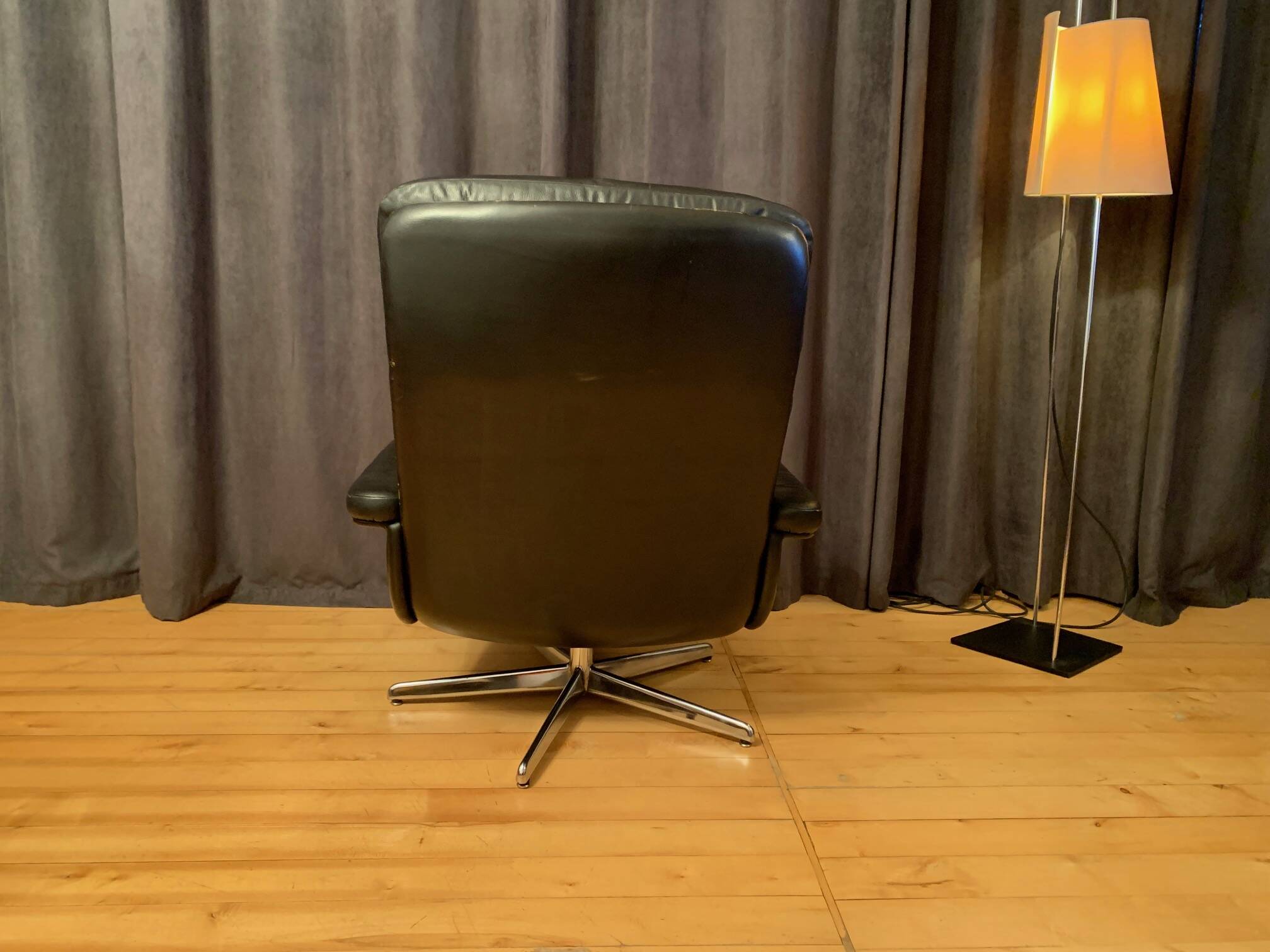 Leather swivel armchair, Denmark, 1960s