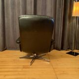 Leather swivel armchair, Denmark, 1960s