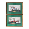 Pendant of Paintings China painting on silk "Couple of pheasants" framed
