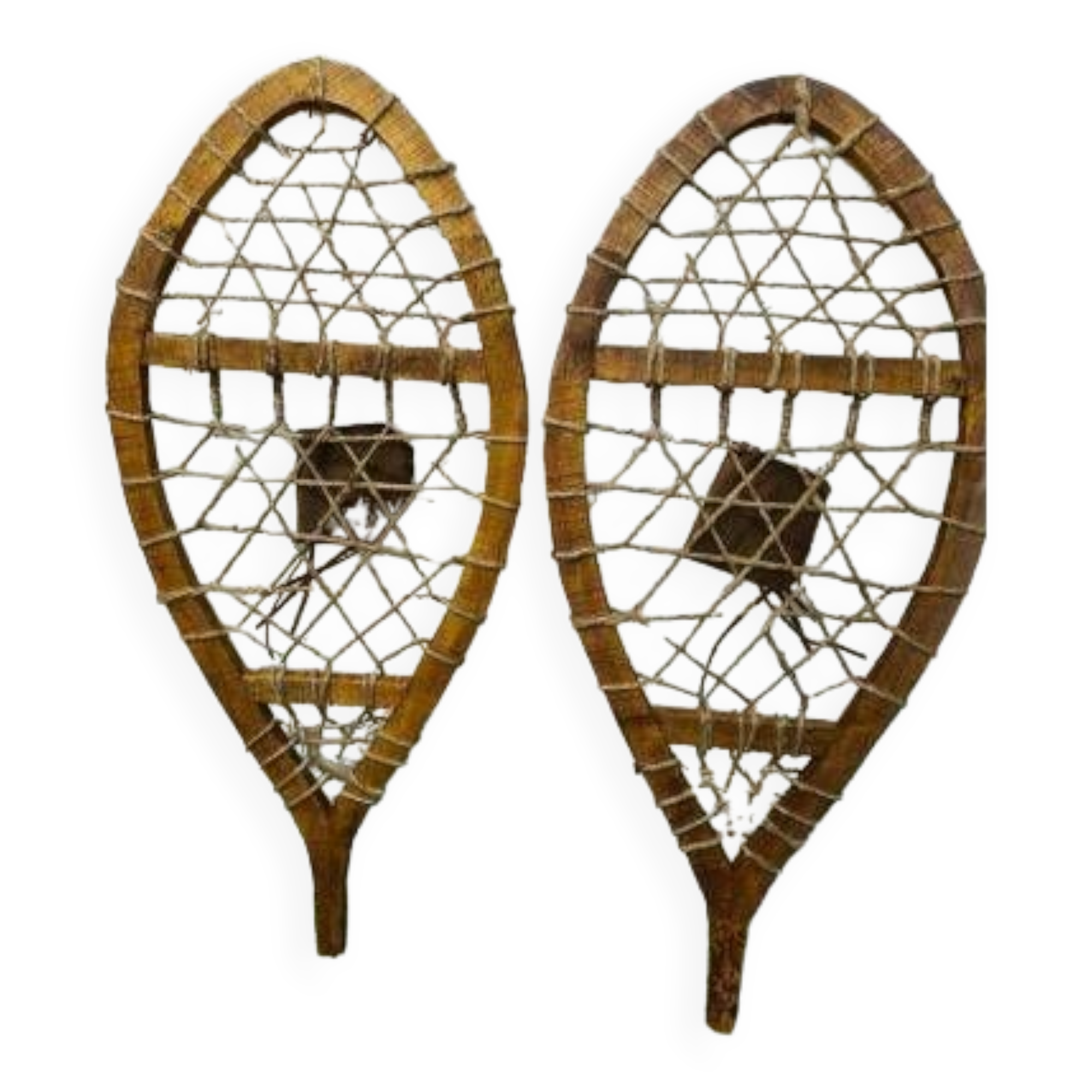 pair of wooden snowshoes