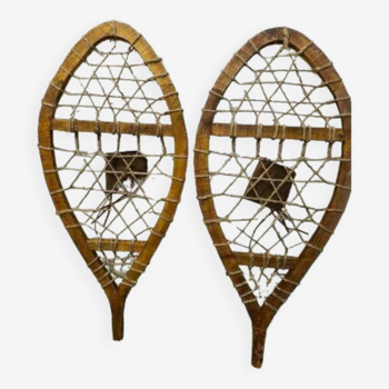 pair of wooden snowshoes