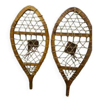 pair of wooden snowshoes