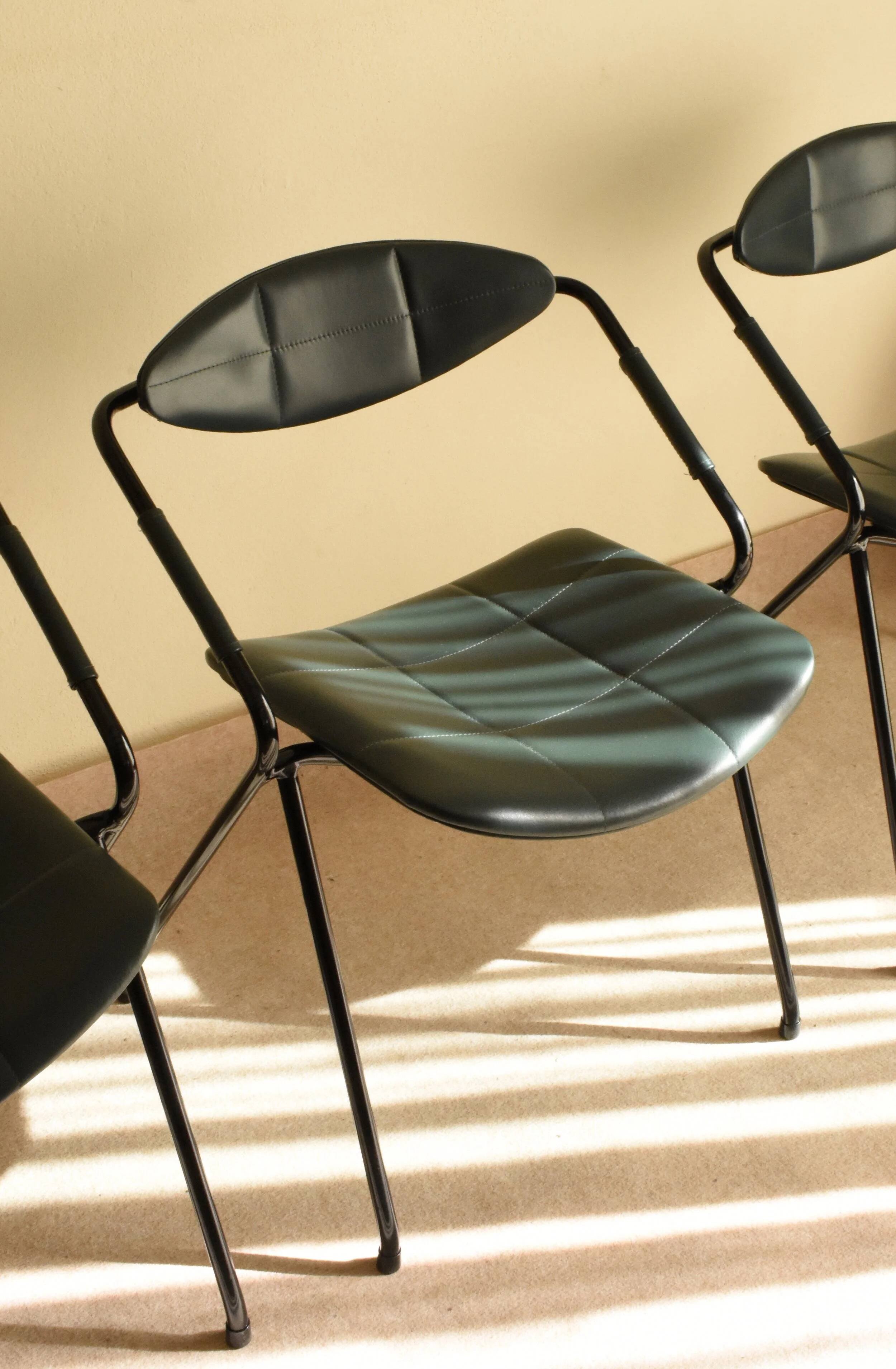 Set of three "Rugby" model chairs by Gilbert Steiner for Steiner, 1962.