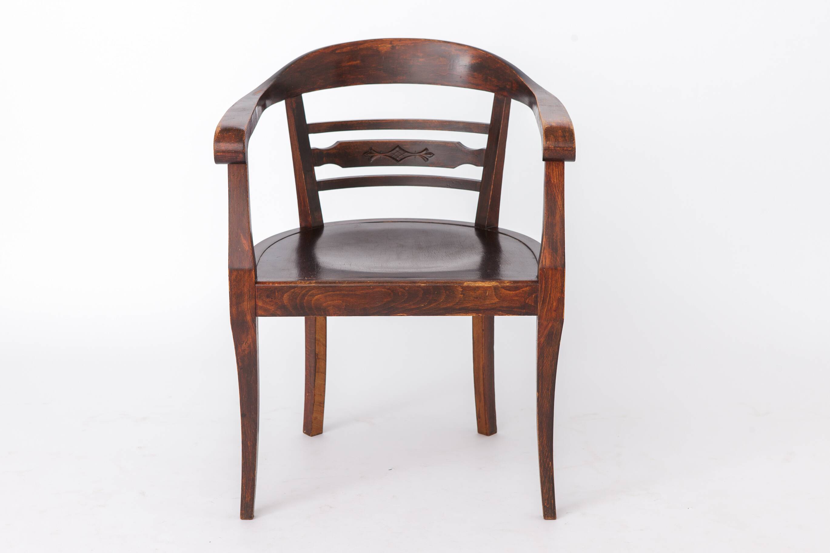 Vintage 1930s Wooden Armchair | Solid Beech | German Art Deco Chair
