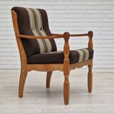 1970s, Danish design, oak wood armchair in furniture wool.