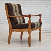 1970s, Danish design, oak wood armchair in furniture wool.