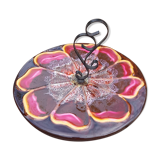 Cheese platter, flower pattern, signed Vallauris