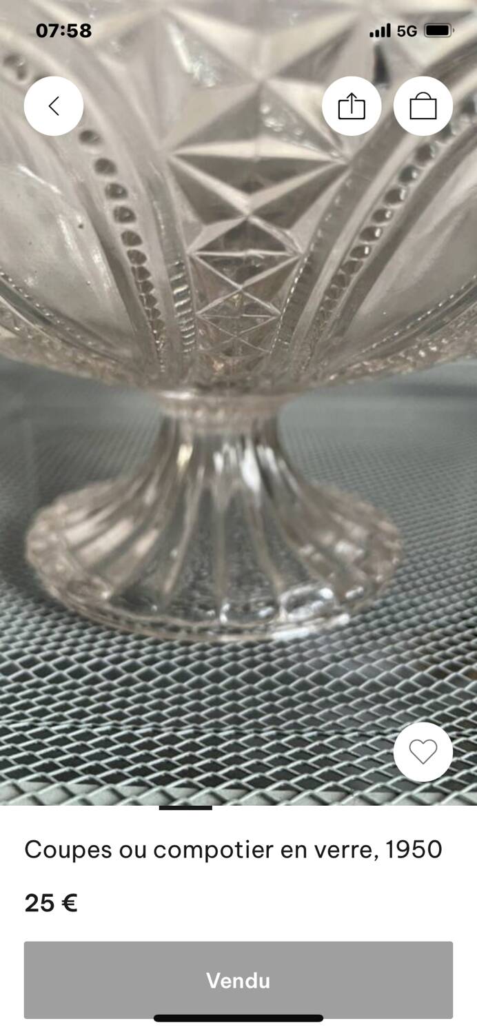 Glass compote dish, 1950