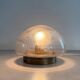Flush glass shade with bubble texture and brass base by Hillebrand, 1960s, Germany.