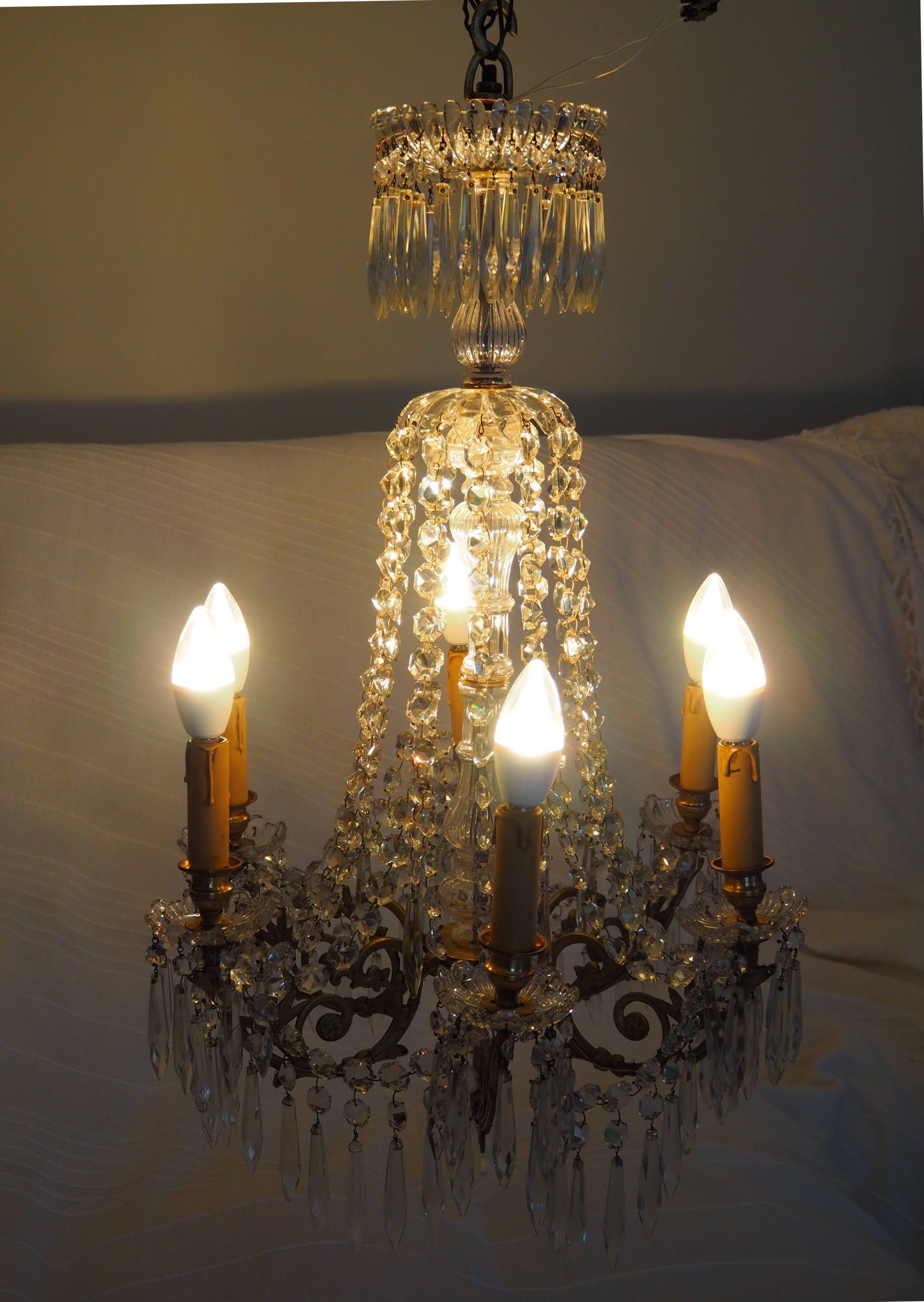 Napoleon III chandelier with crystal pendants, signed Portieux 19th century