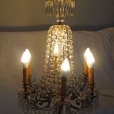 Napoleon III chandelier with crystal pendants, signed Portieux 19th century
