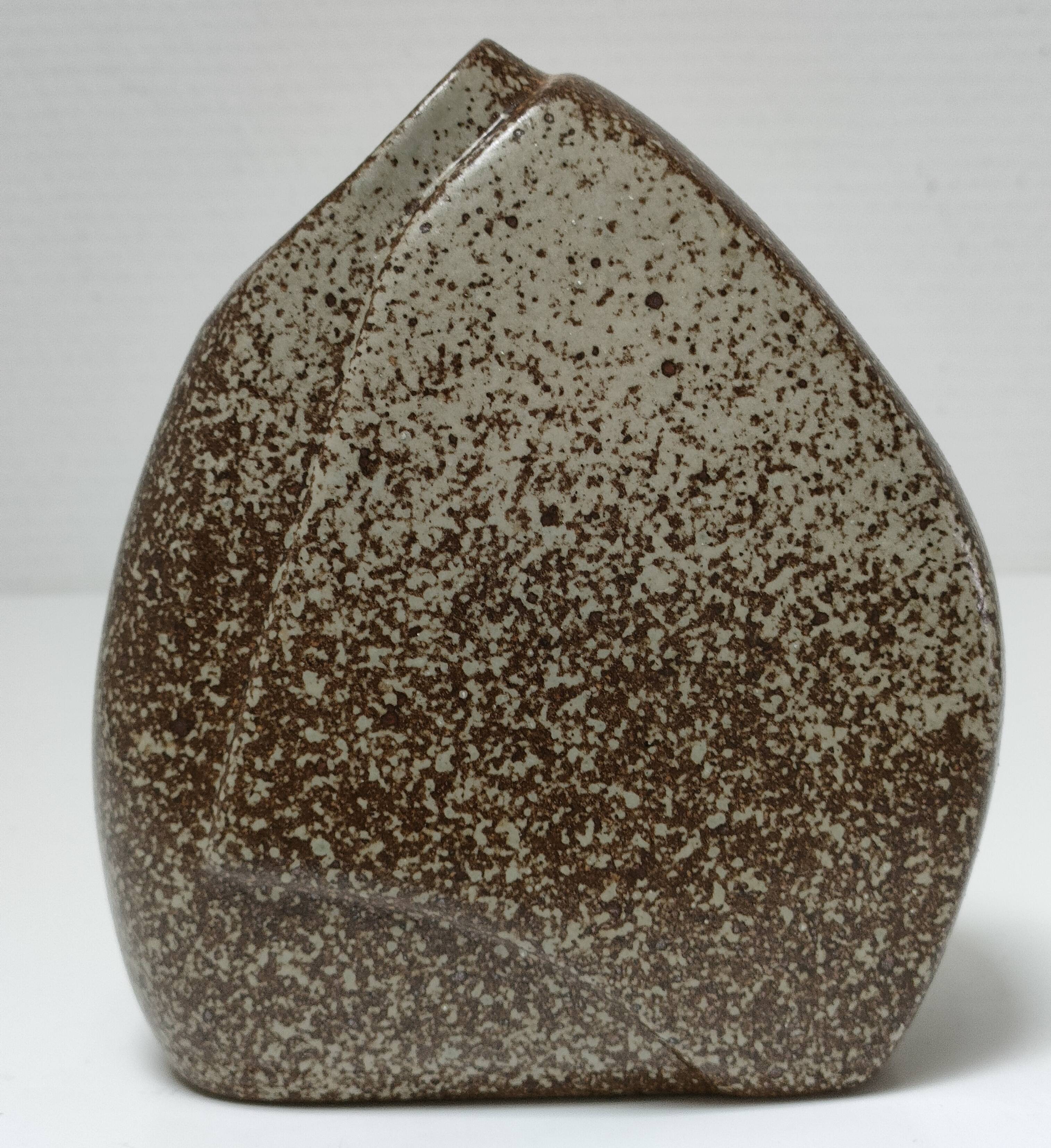 Flat enamelled stoneware vase 80s design