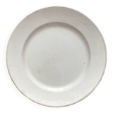 Round white ironstone dish from Creil and Montereau