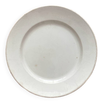Round white ironstone dish from Creil and Montereau