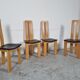 4 chaises  en cuir et bois , années 80
