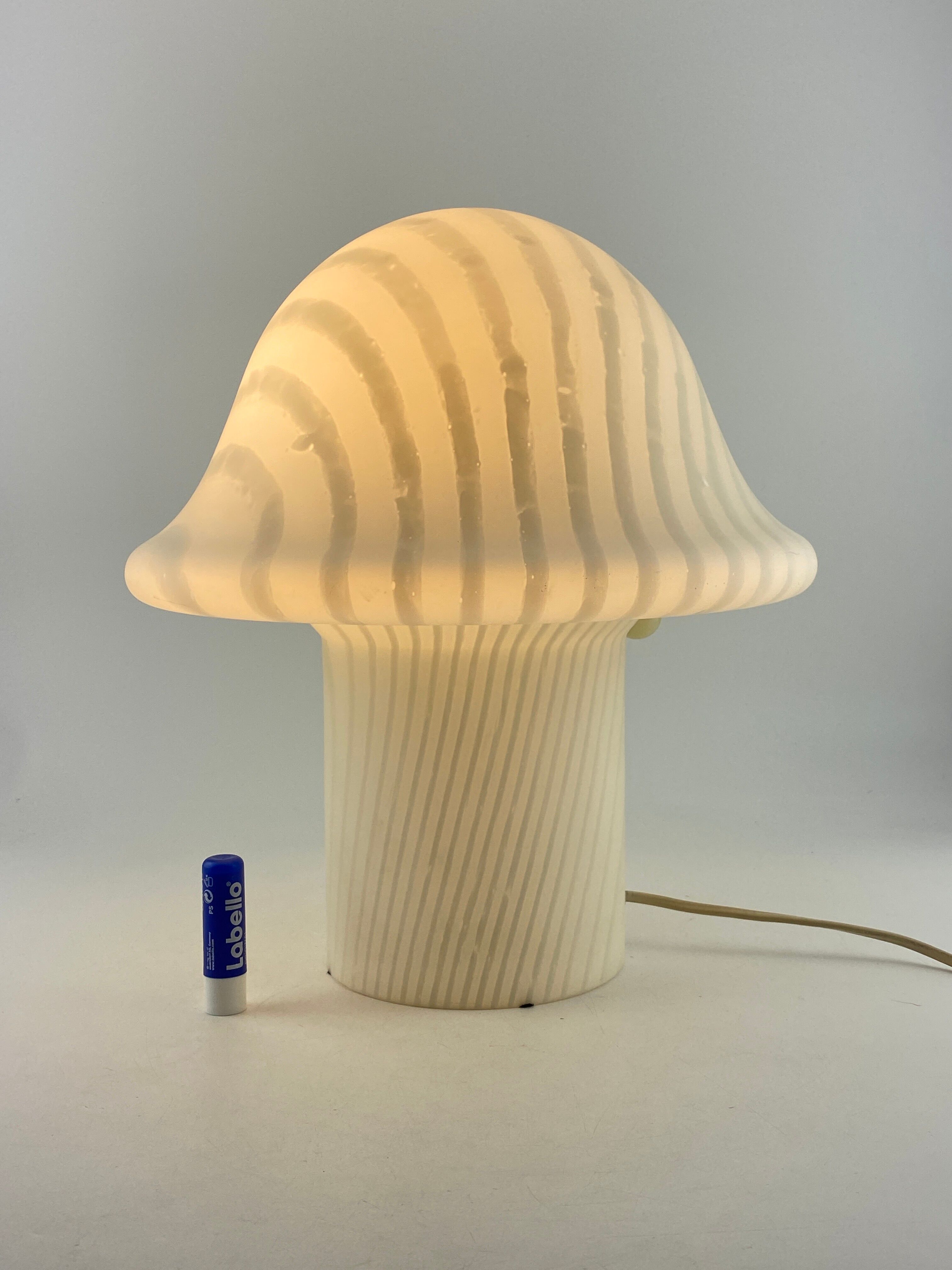 White glass Peill and Putzler mushroom table lamp XL