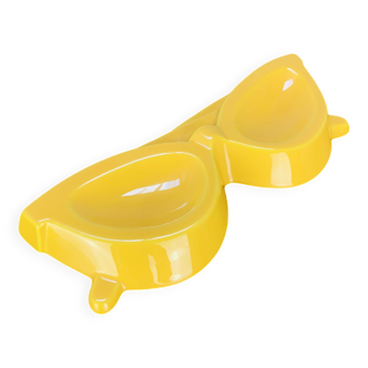 Vide poche lunettes céramique jaune vintage