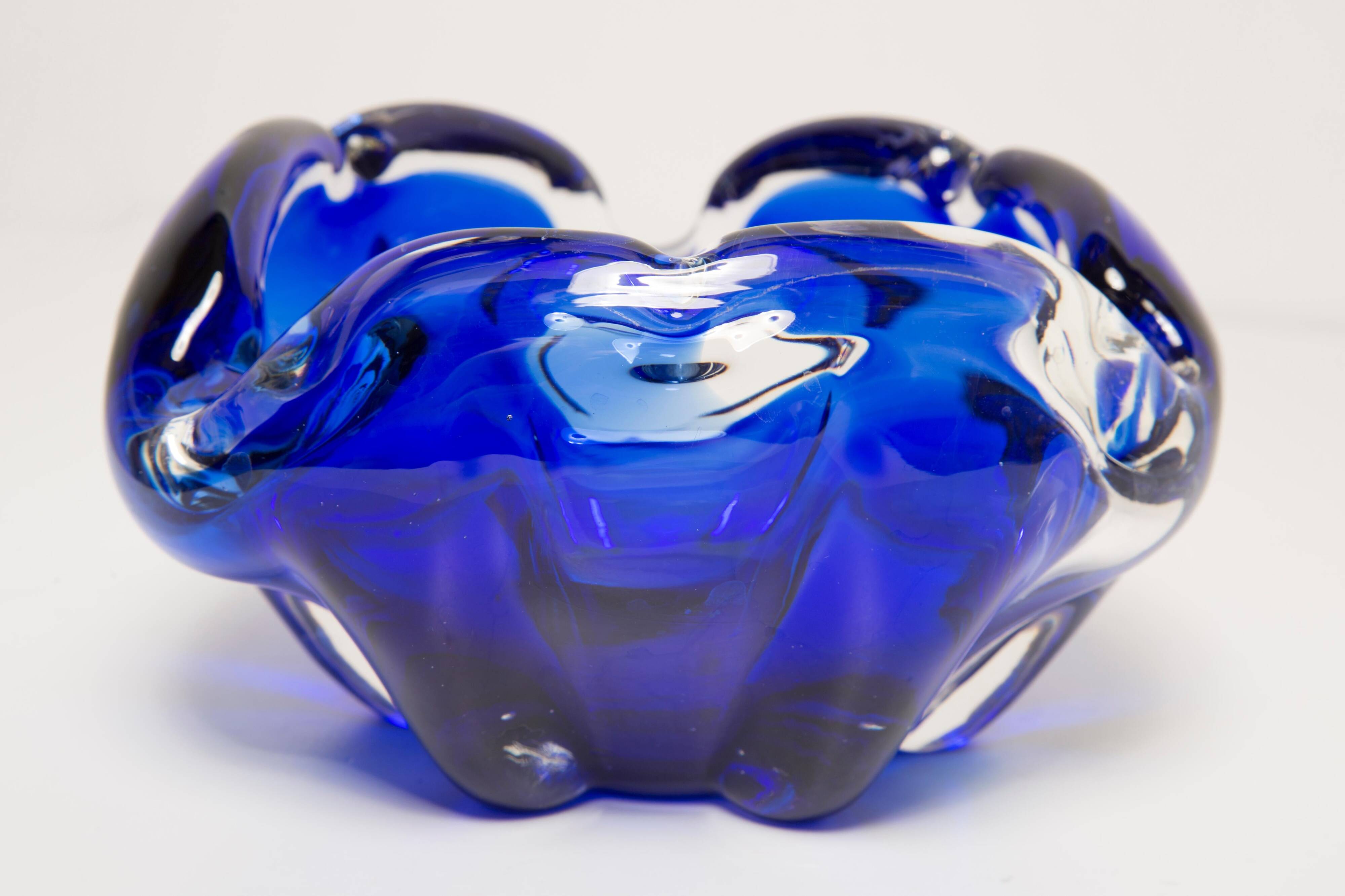 Mid-century blue Murano glass ashtray, Italy, 1970s