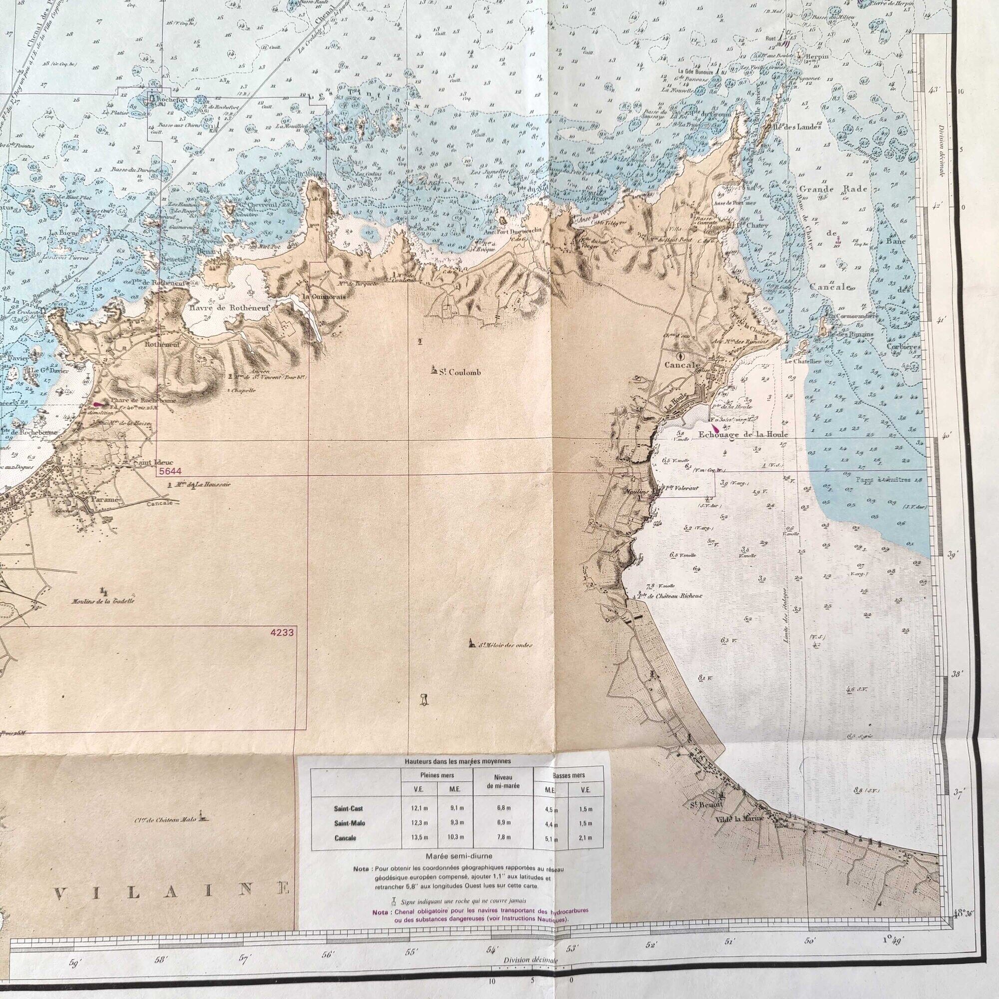 Ancient map Brittany St Malo Dinard and its surroundings 105 x 75cm