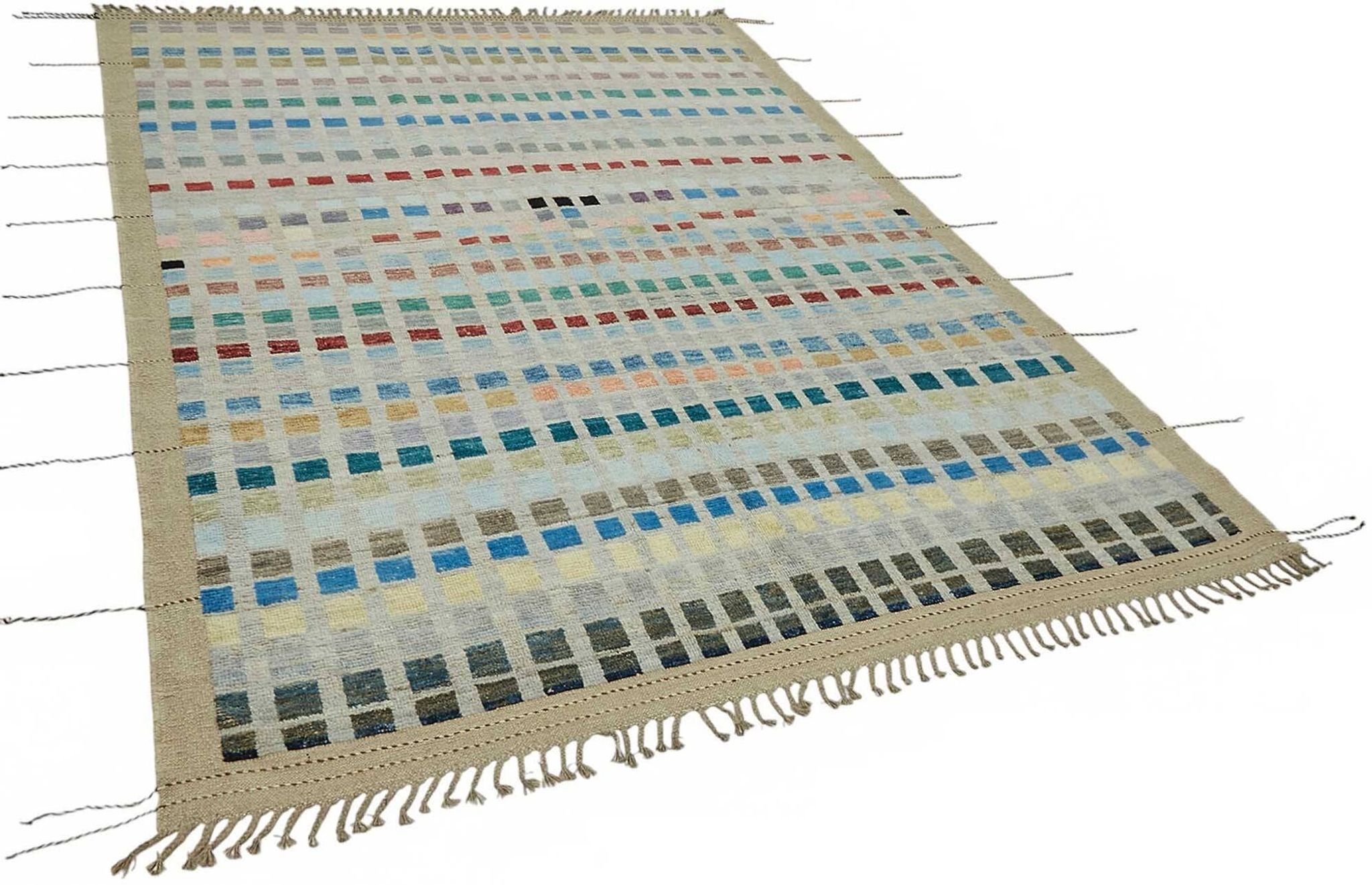 Handwoven Turkish Rustic 211 cm x 305 cm Multicolor Wool Carpet