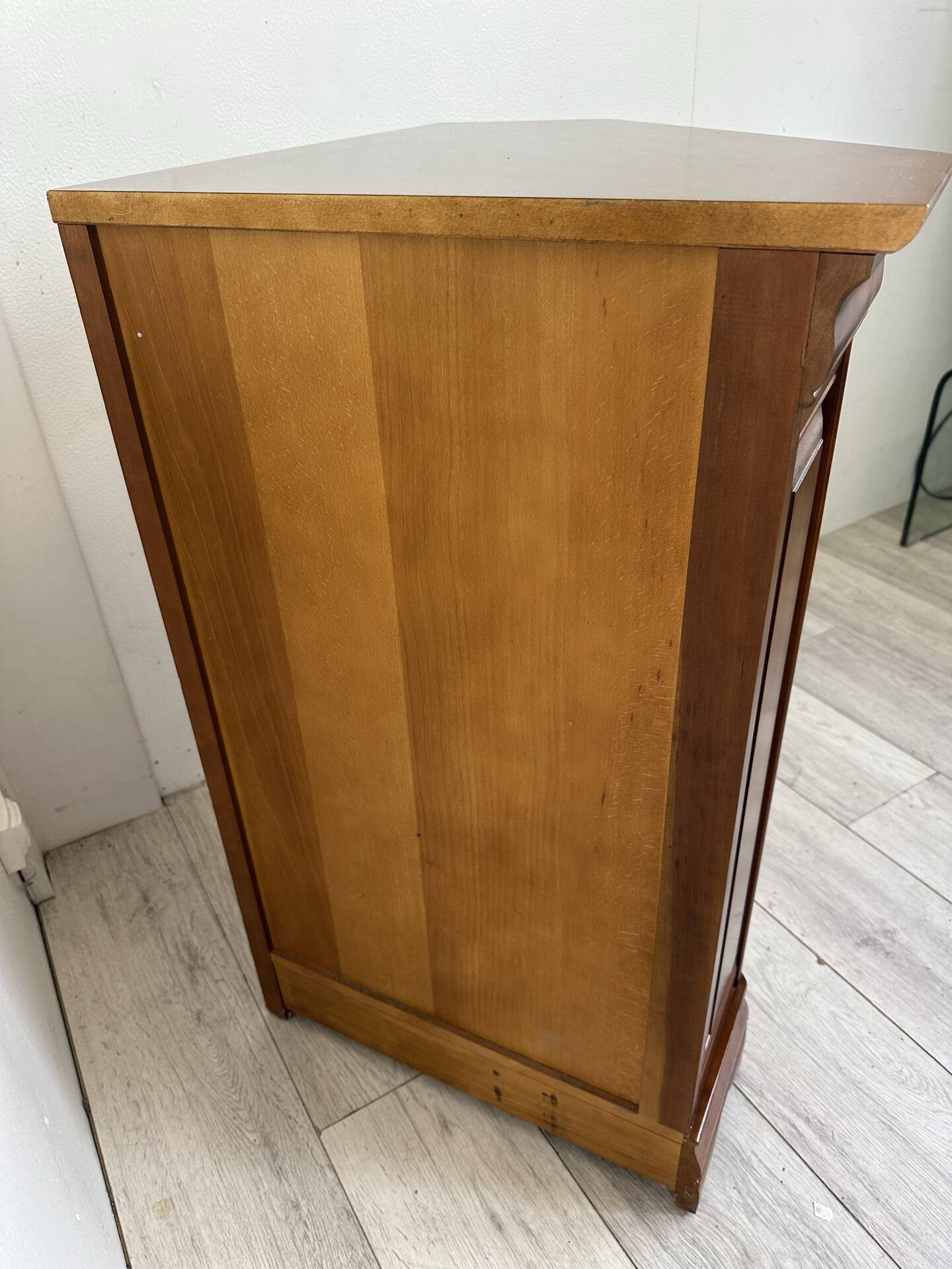 French vintage corner cabinet in solid wood by Ernest Ménard.
