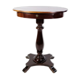 Oval side table on pillar with drawer in mahogany from around the year 1890s