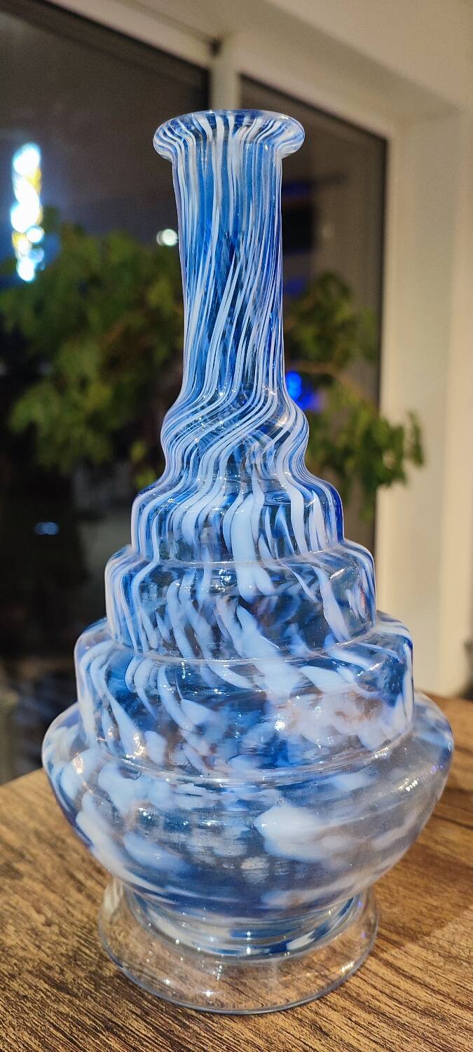 Blown glass bottle, Clichy glassworks, 20th century