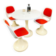 Vintage set of 3 tulip chairs and table, plastic, 70s