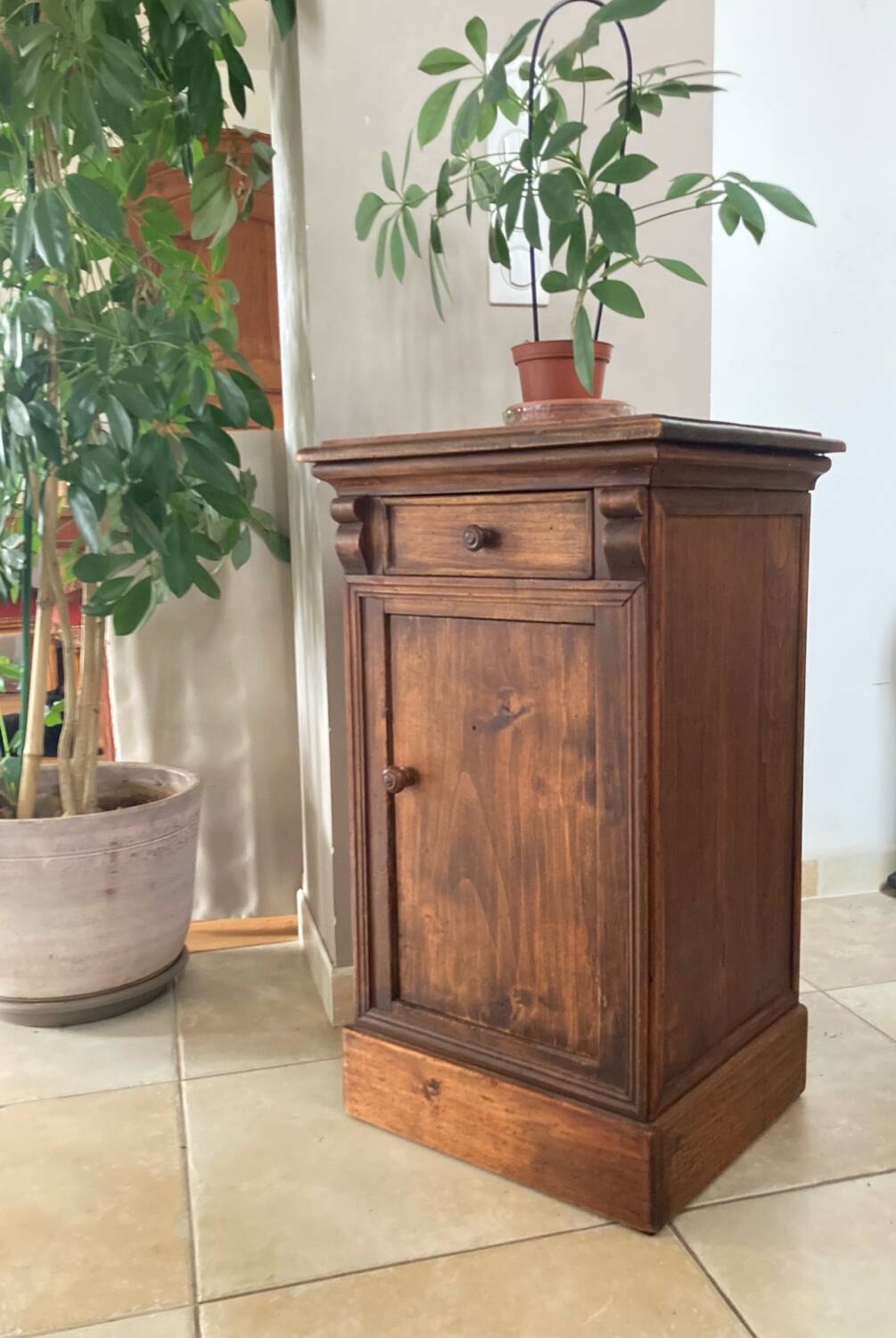 19th century solid wood bedside table