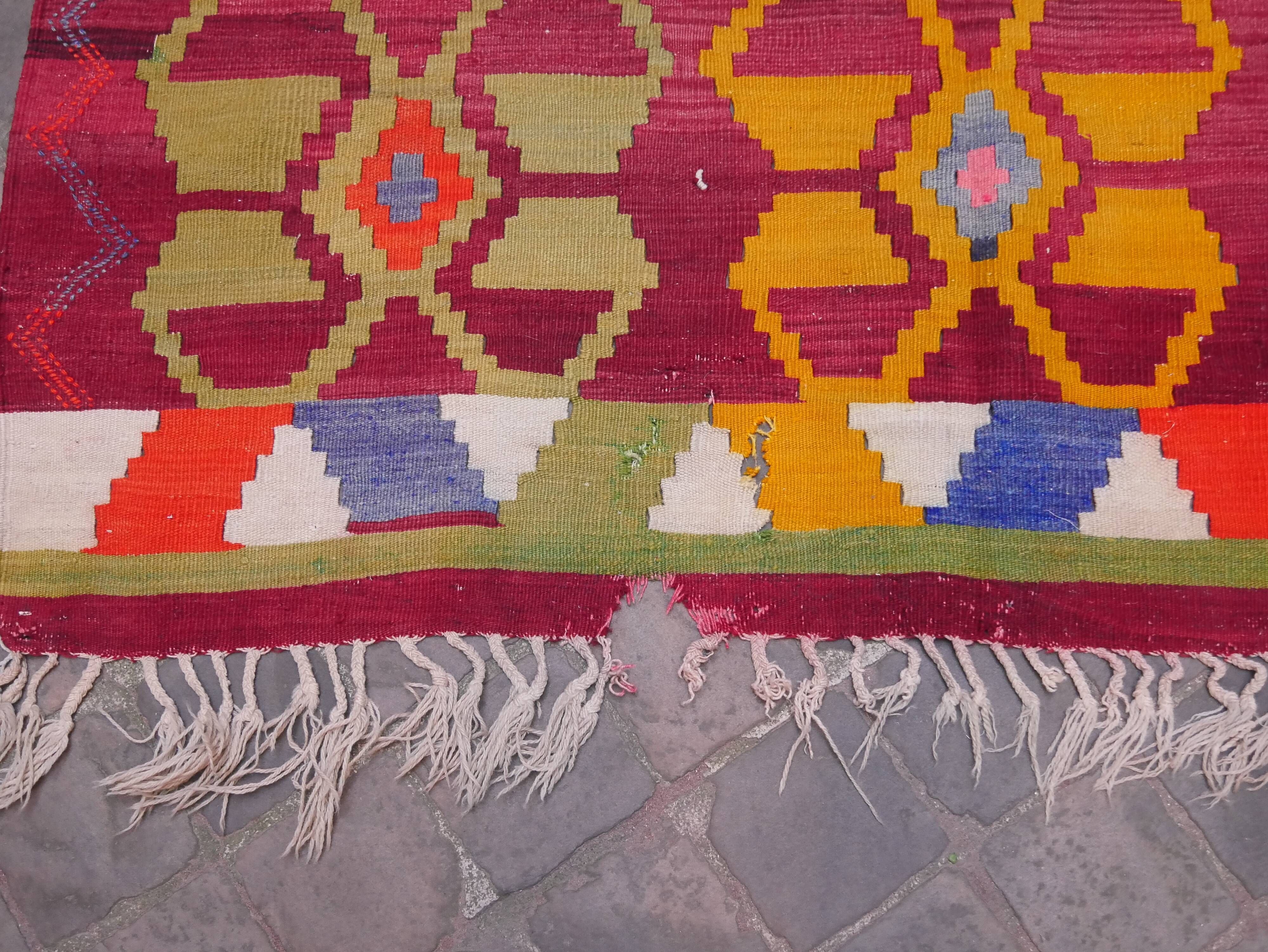 Old Oriental carpet kilim Anatolia 300 x 155 cm