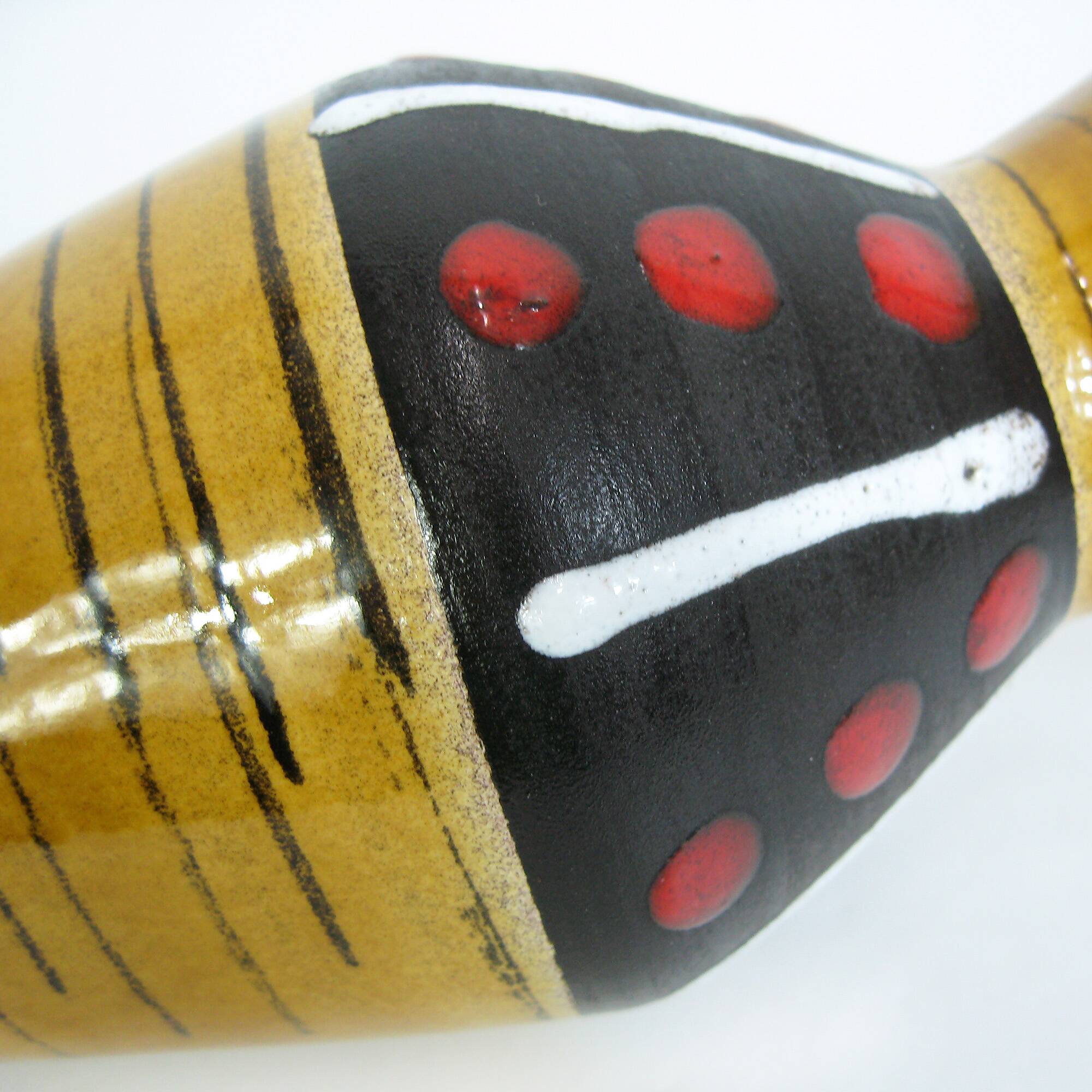 West Germany vase - black and red ochre graphic decor - Scheurich Keramik - vintage 60s