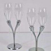 Crystal Champagne Flutes in Holder by Philippe Di Meo for Moët & Chandon, 1980s, Set of 2