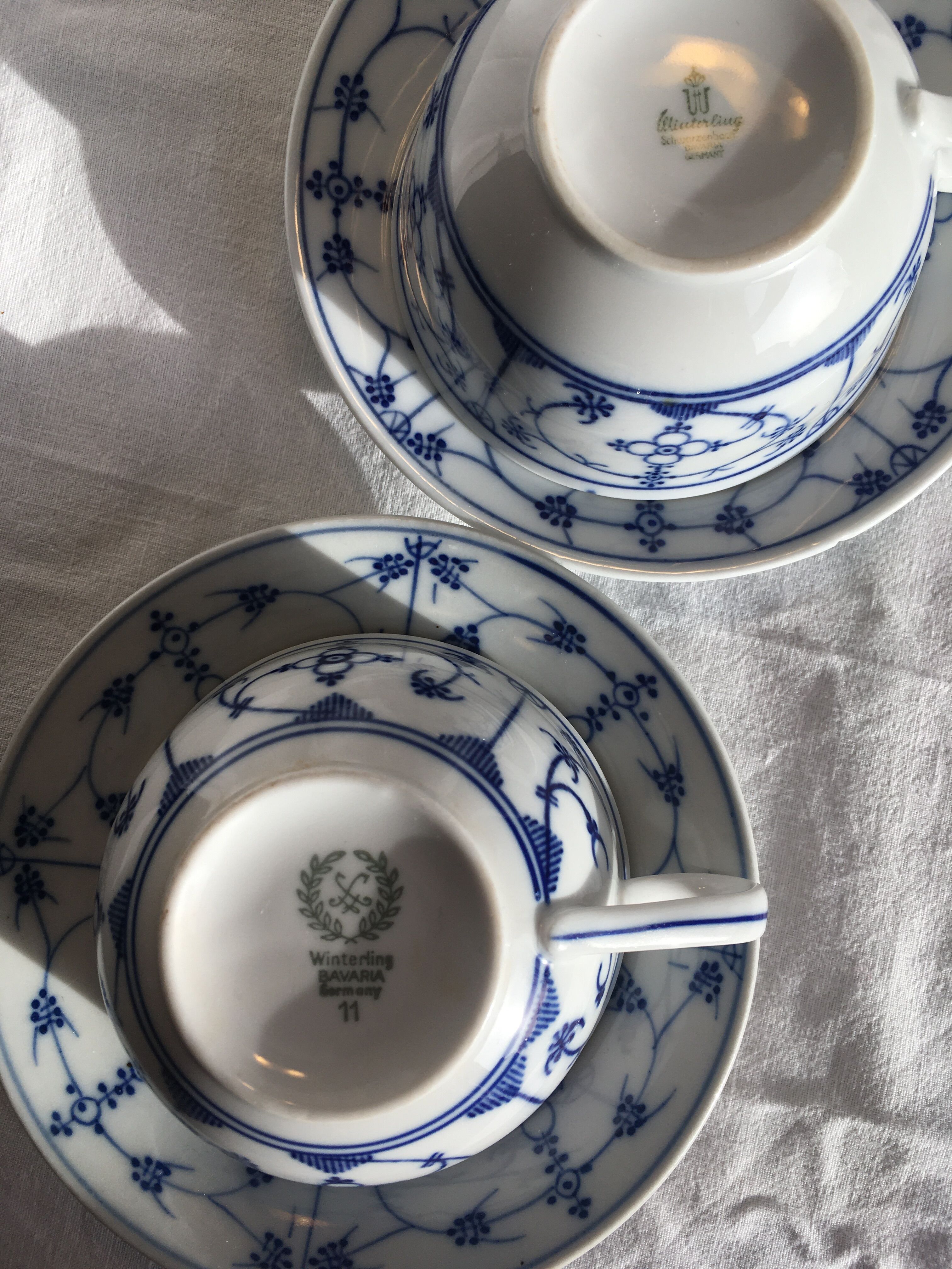 Winterling Bavaria porcelain coffee cups and saucers