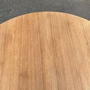 Scandinavian round extendable dining table stripped in teak 115cm